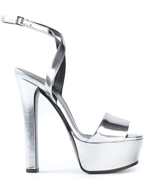 gucci silver platform heels